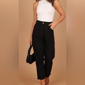 Petal & Pup Black High-Waist Pleated Trousers